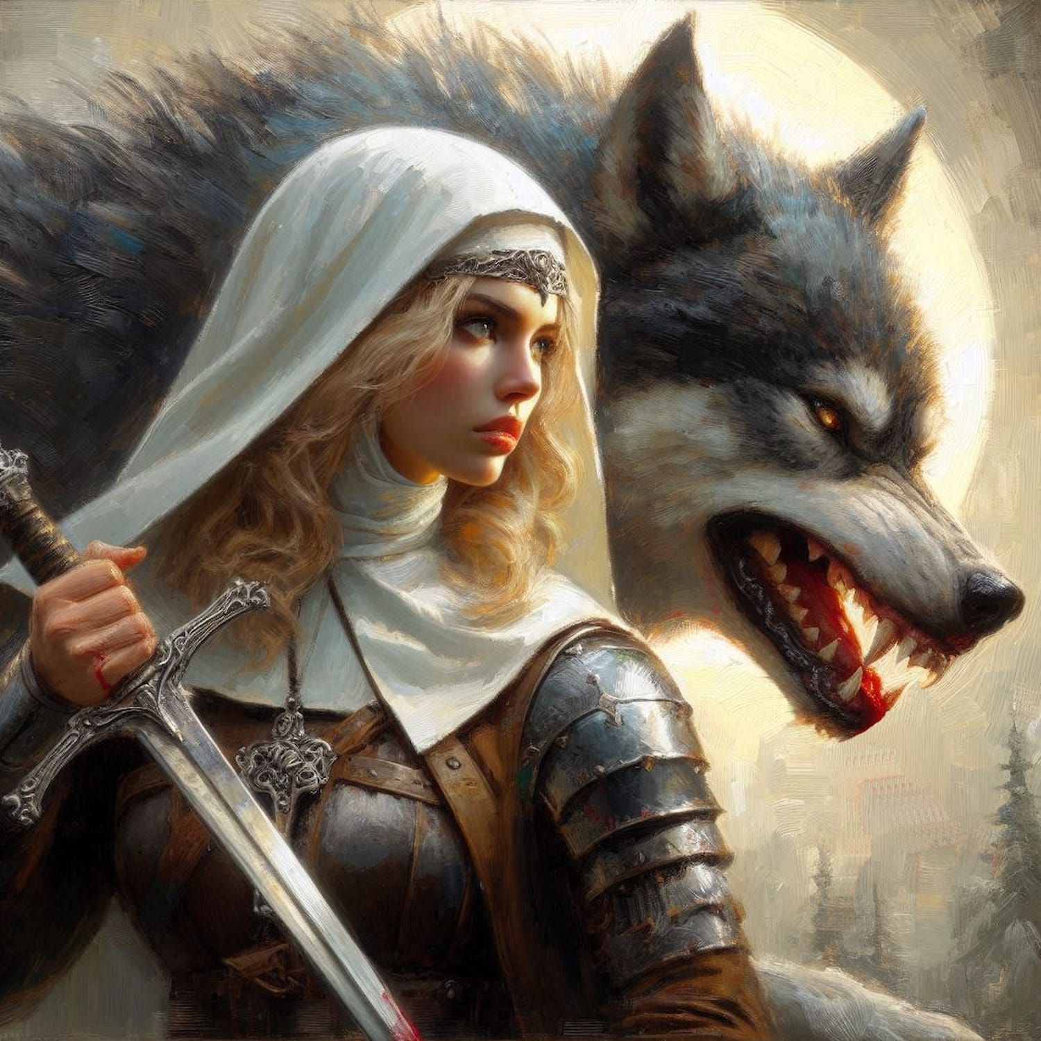 Warrior Nun and her Wolf
