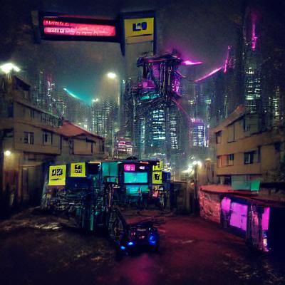 Cyberpunk city at midnight