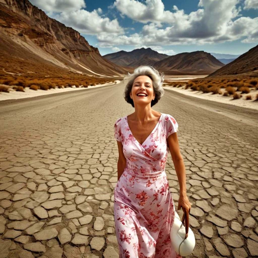 Spectacular Surreal Portrait of a Joyful Lady in a Vibrant L...