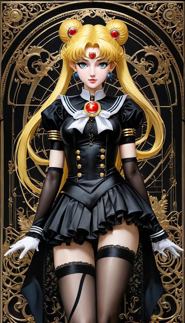 Japanese Manga painting, Sailor Moon in Gothic style