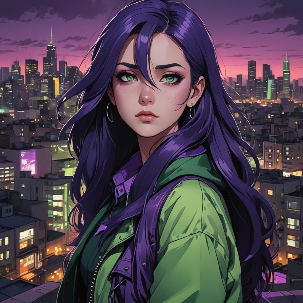 Anime Girl Portrait in Cel-Shaded Style