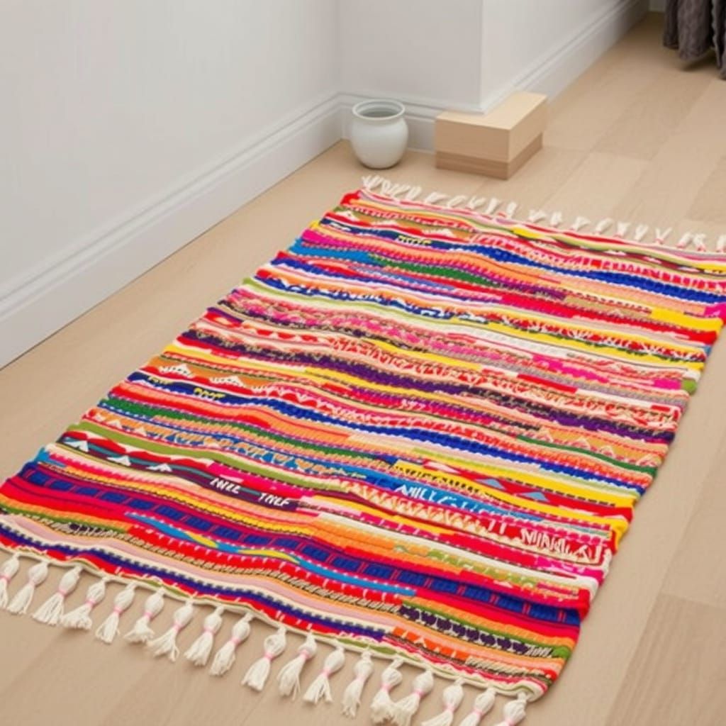 An Indian Rag Rug. The rug is made of hundreds of different parts of ...