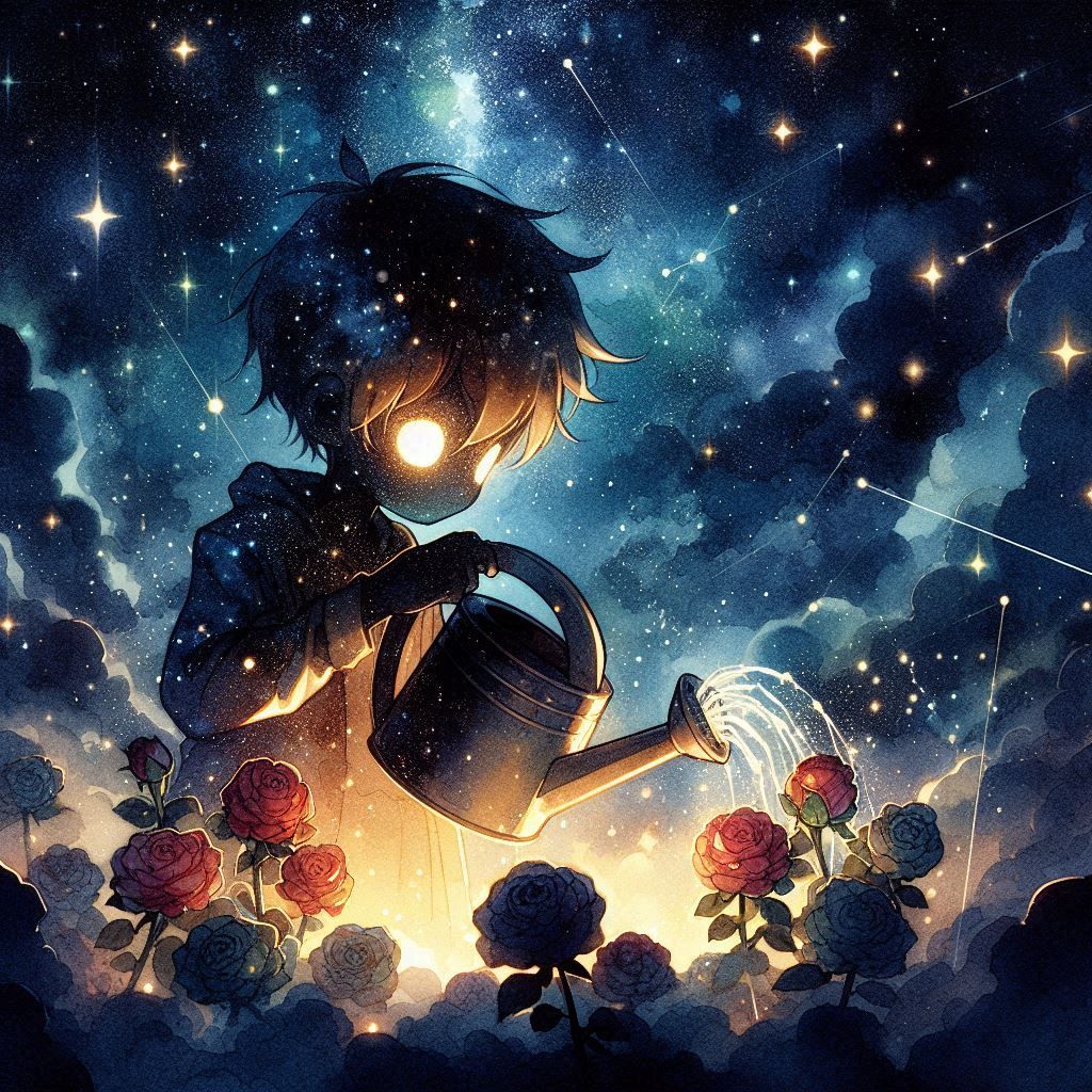 Anime Style boy with the static of the universe within him, ...