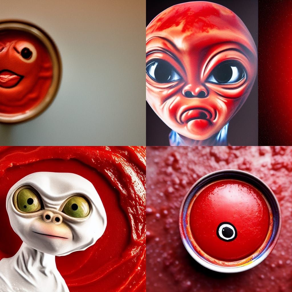 E.T. painted in tomato ketchup