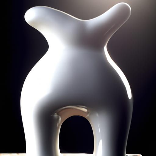 white ceramic pot in the shape of a  human knee on a hickery...