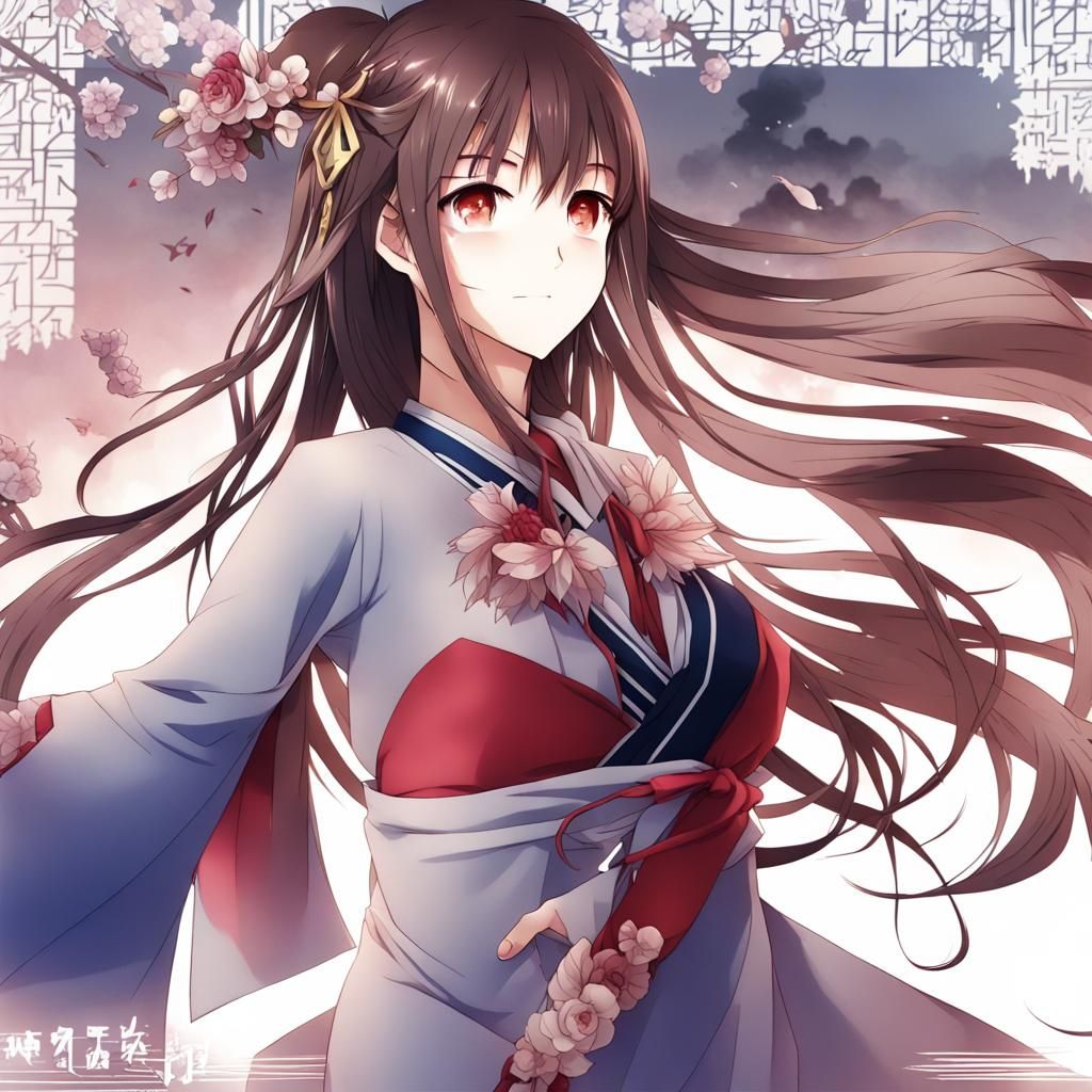 Elegant Anime Queen in Key Visual Style