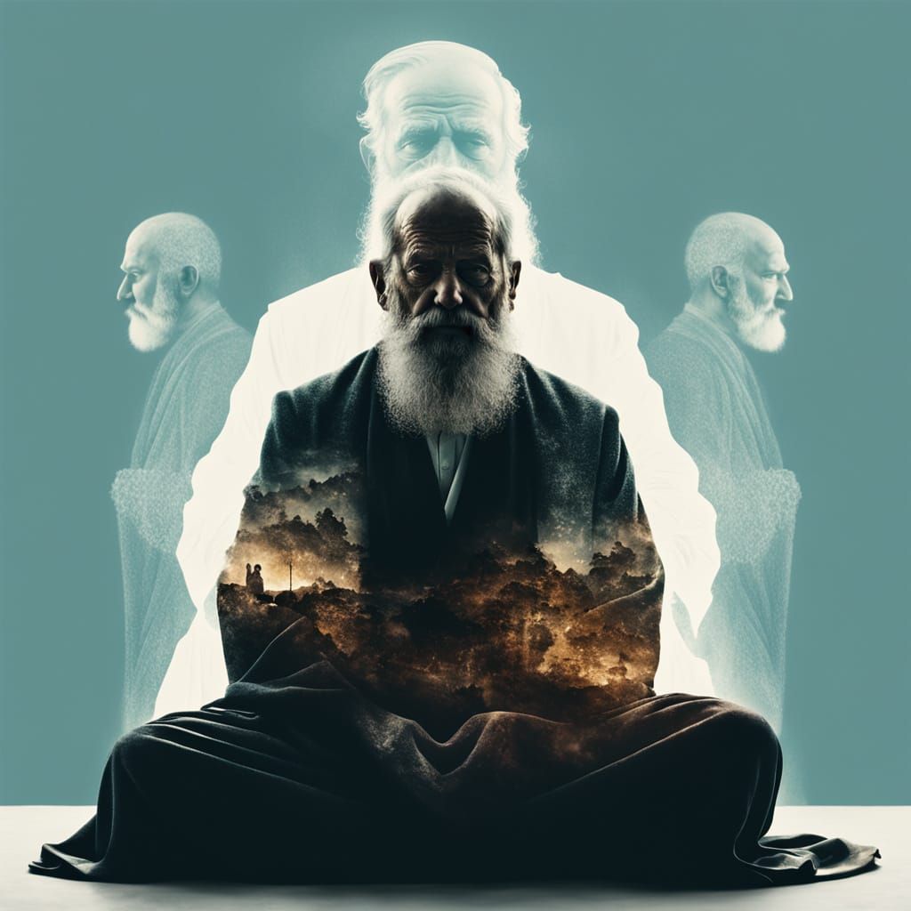 Double-exposured old guy.