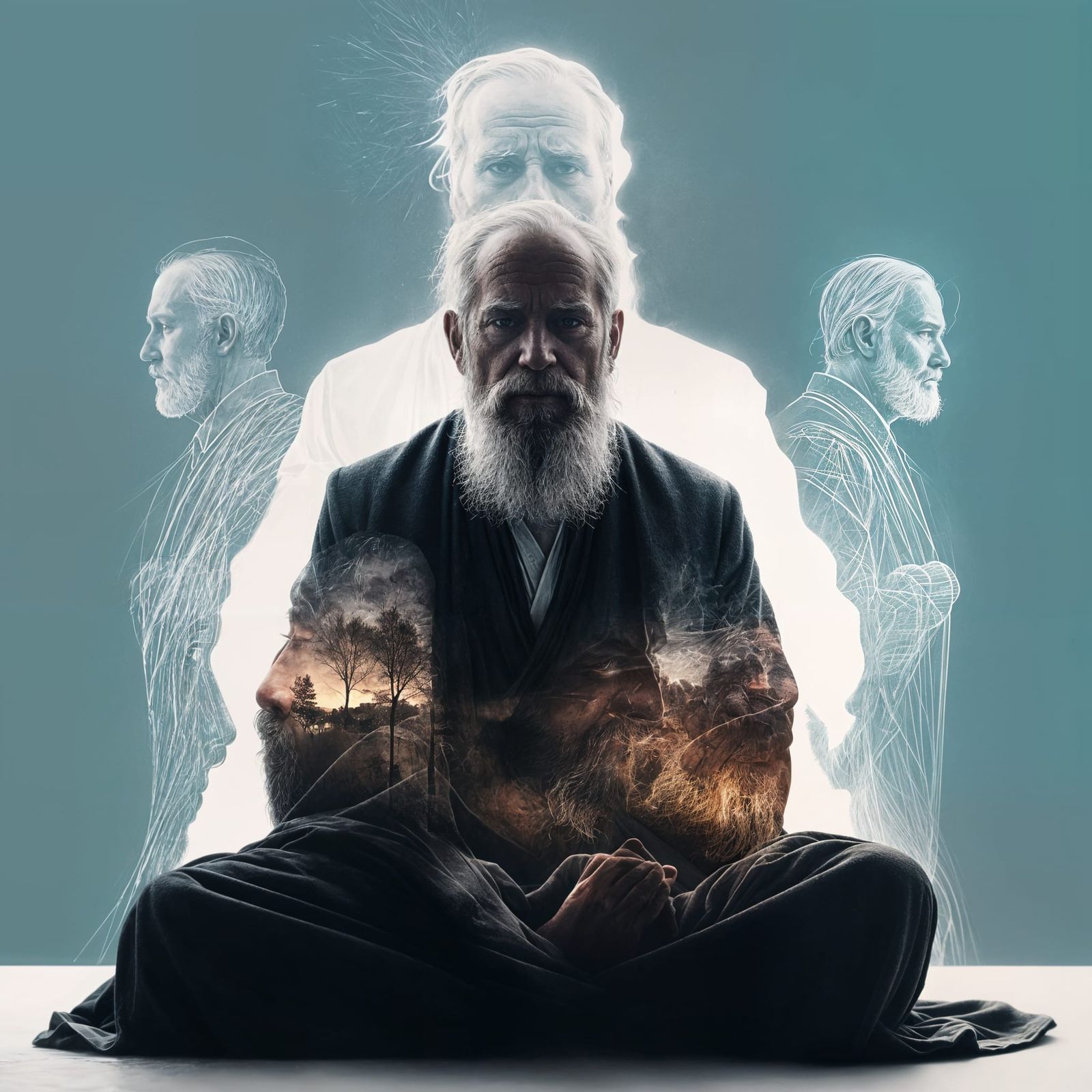 Double-exposured old guy.  by @Richard D Shute