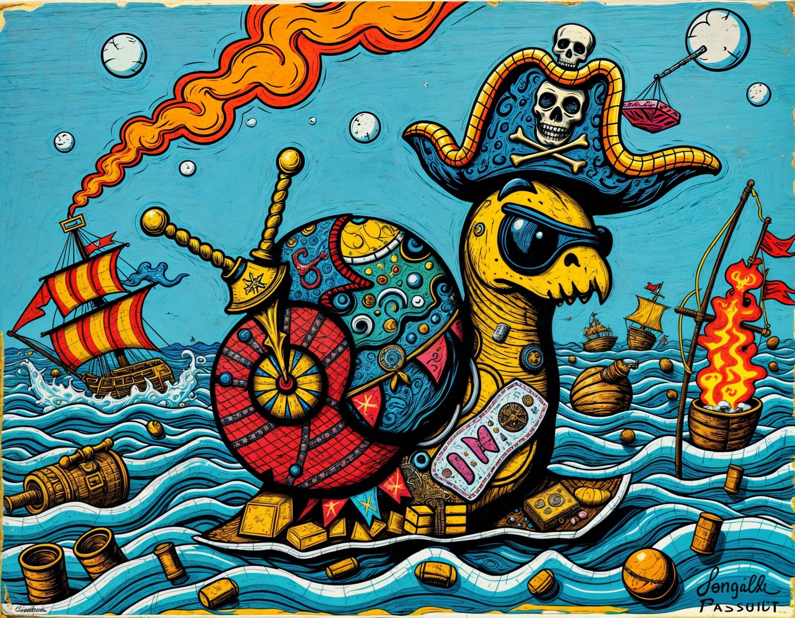 Pirate Snail By J.M Basquiat