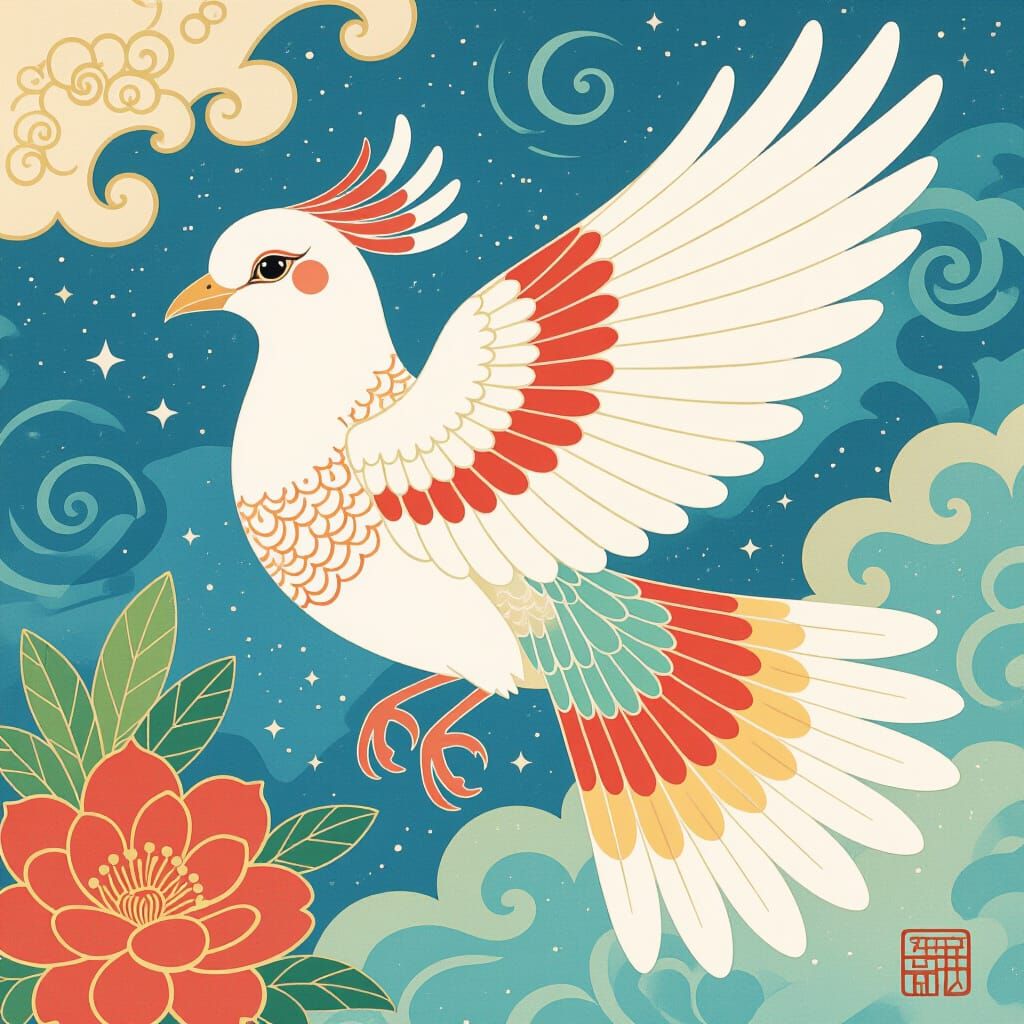 Heavenly Bird in Japanese Art Style