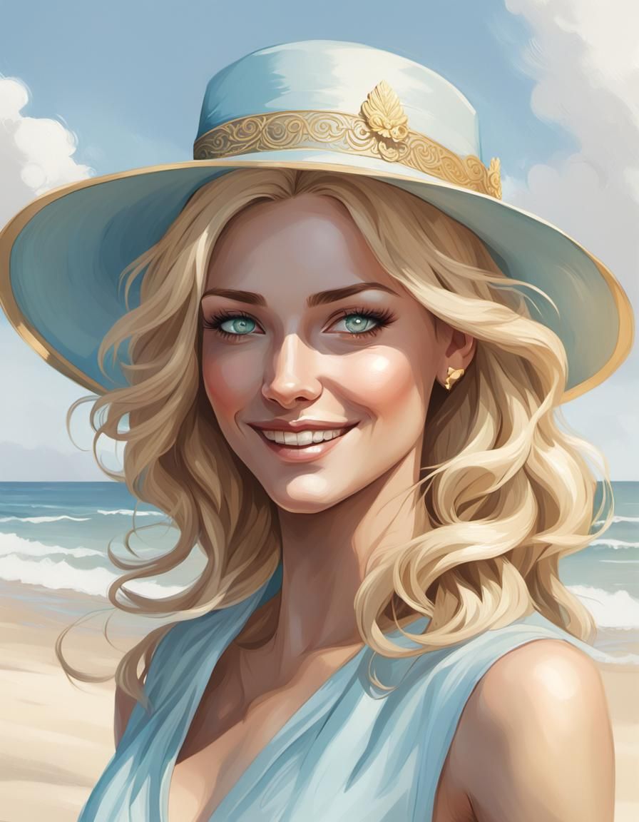 illustration of a beautiful young woman, exuding an ethereal...
