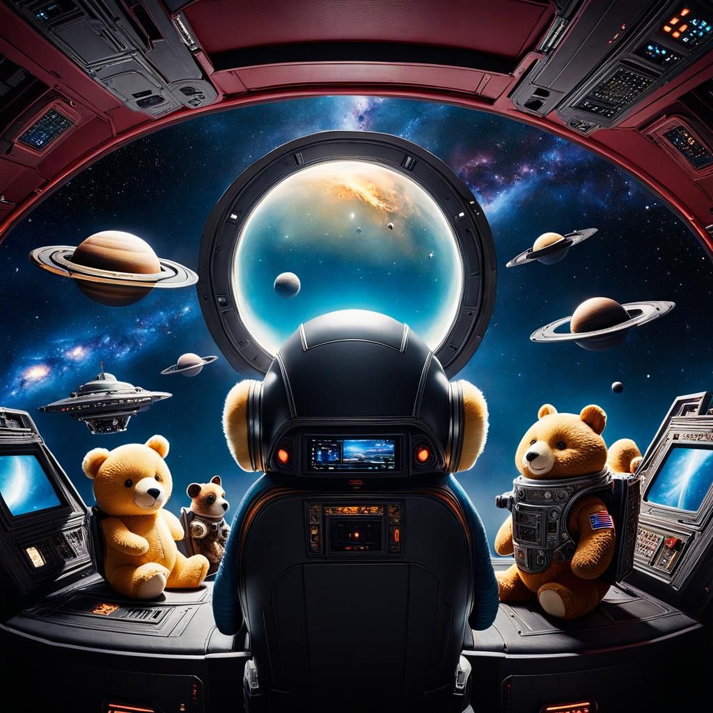 Stuffed animals in space AI Generated Artwork NightCafe Creator