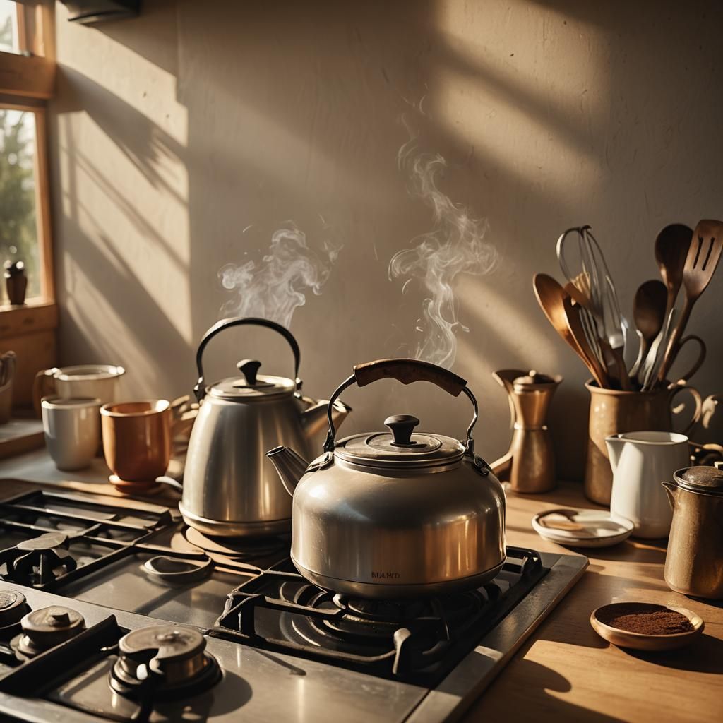 Golden Hour Kettle: A Cinematic Kitchen Still Life