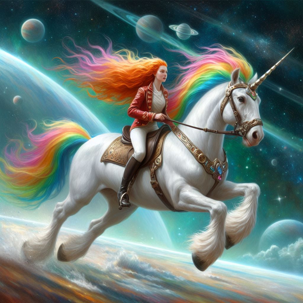 Riding unicorn