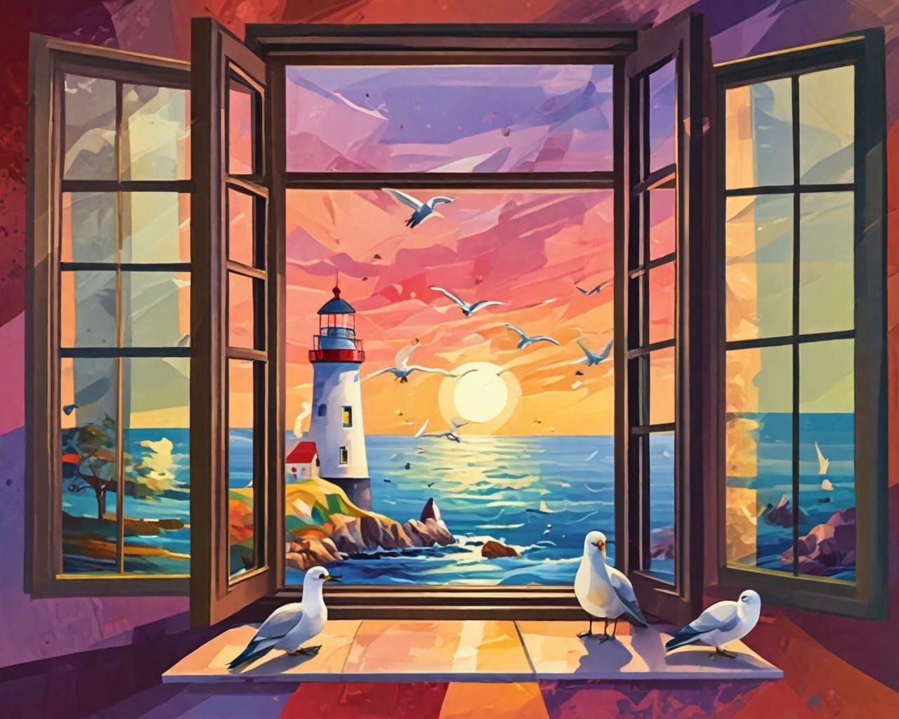 Lighthouse. Abstract scene.