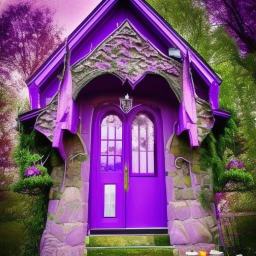Purple Gothic witchy house with ethereal Gothic windows& amethyst ...