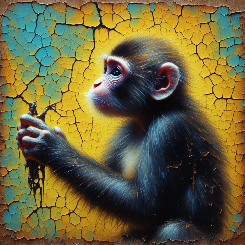 <lora:Lebowski CrackedLine:1.0> MINIMALIST oil painting on old cracked dry canvas with a slightly shiny effect and visible brush strokes:: C...