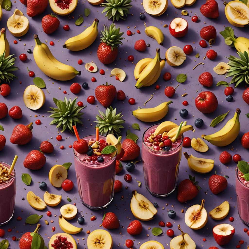 Smoothie de amêndoas iorgute greco banana morangos mel