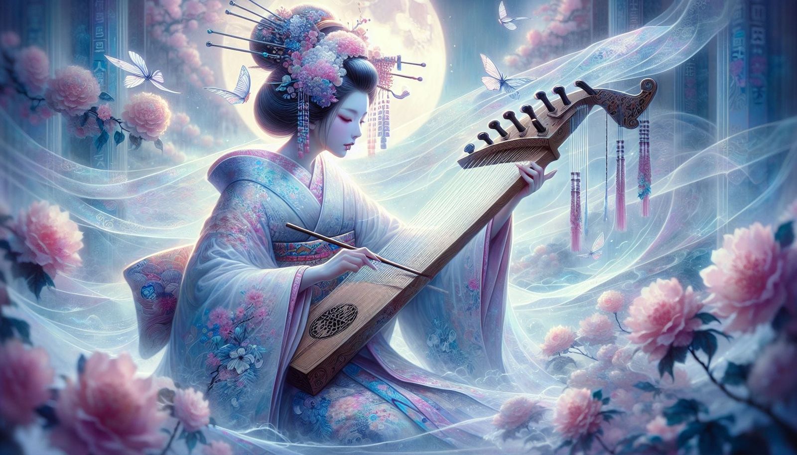 Geisha playing koto