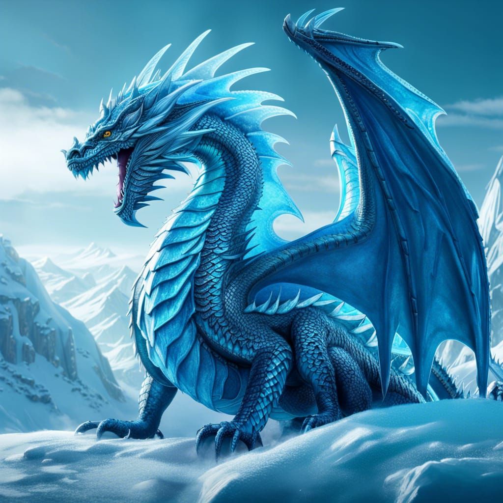 ice dragon, fantasy, 8k resolution, hyperdetailed, shiny, majestic ...