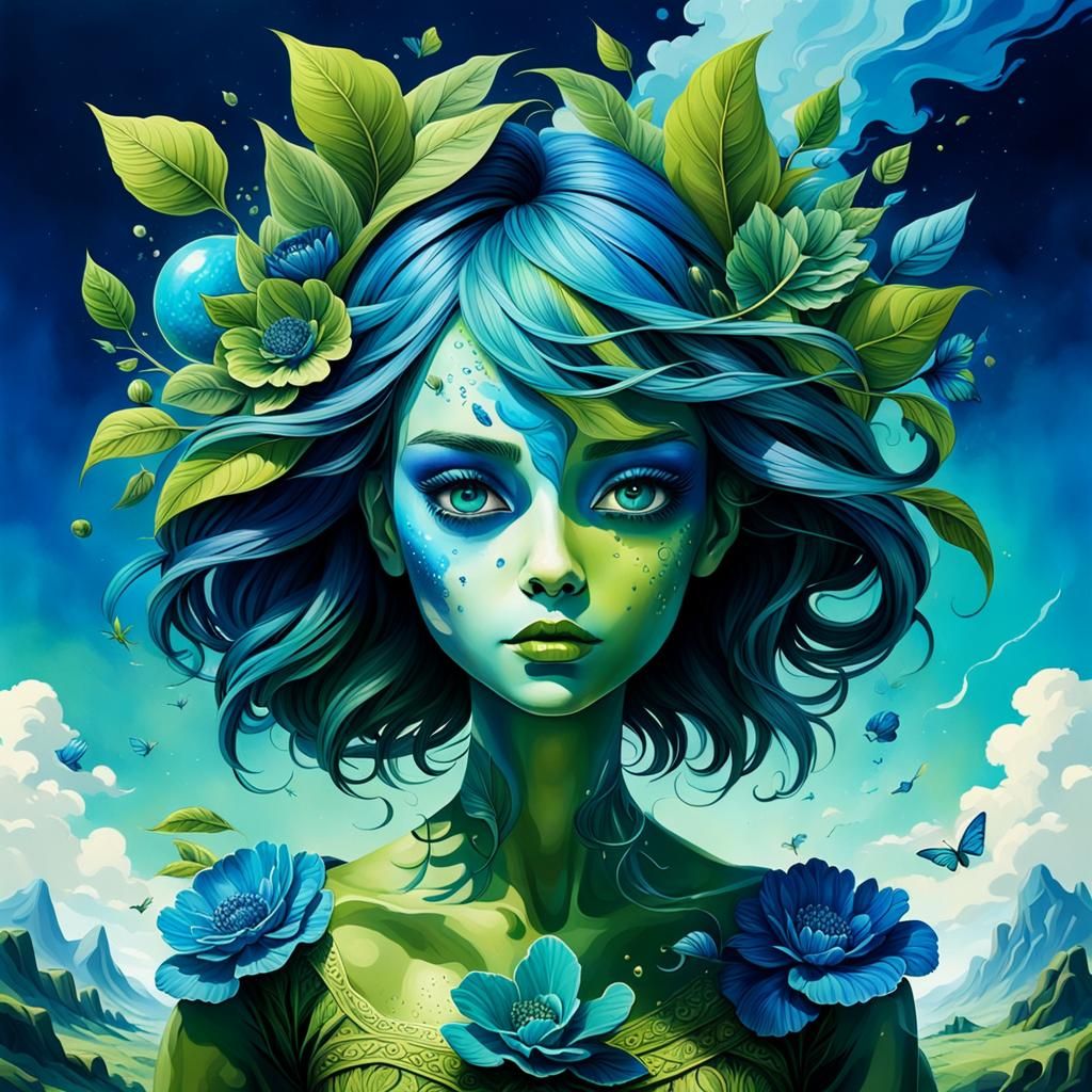 Blue and green...