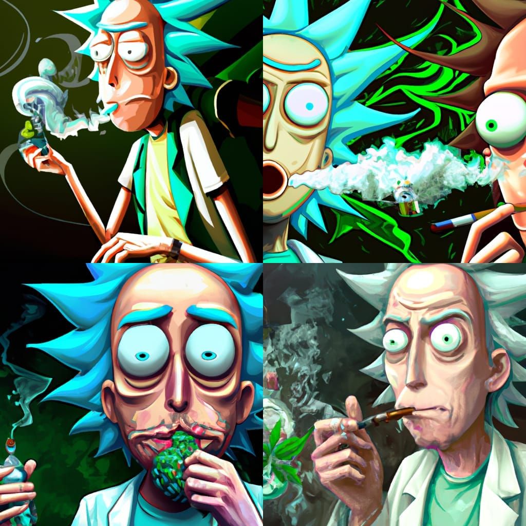 high resolution 4k ultra detailed rick and morty smoking can...