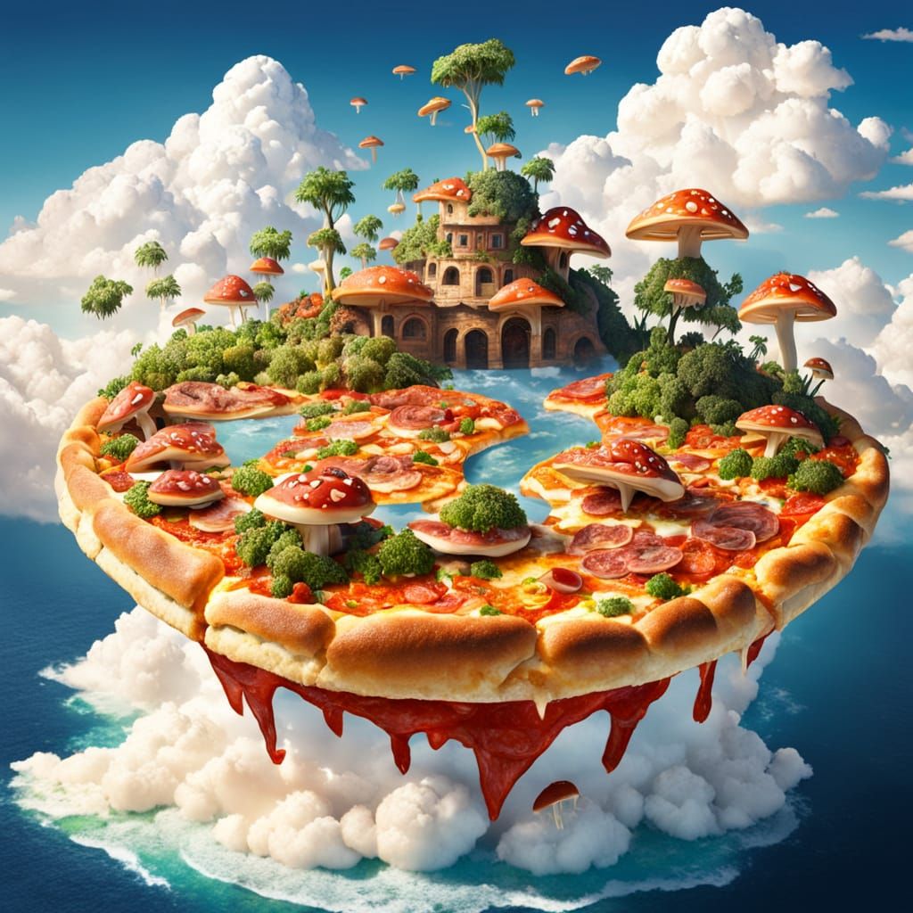 Floating Pizza Island  by @Skyangel