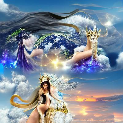 Beautiful divine goddess majestic fantasy world