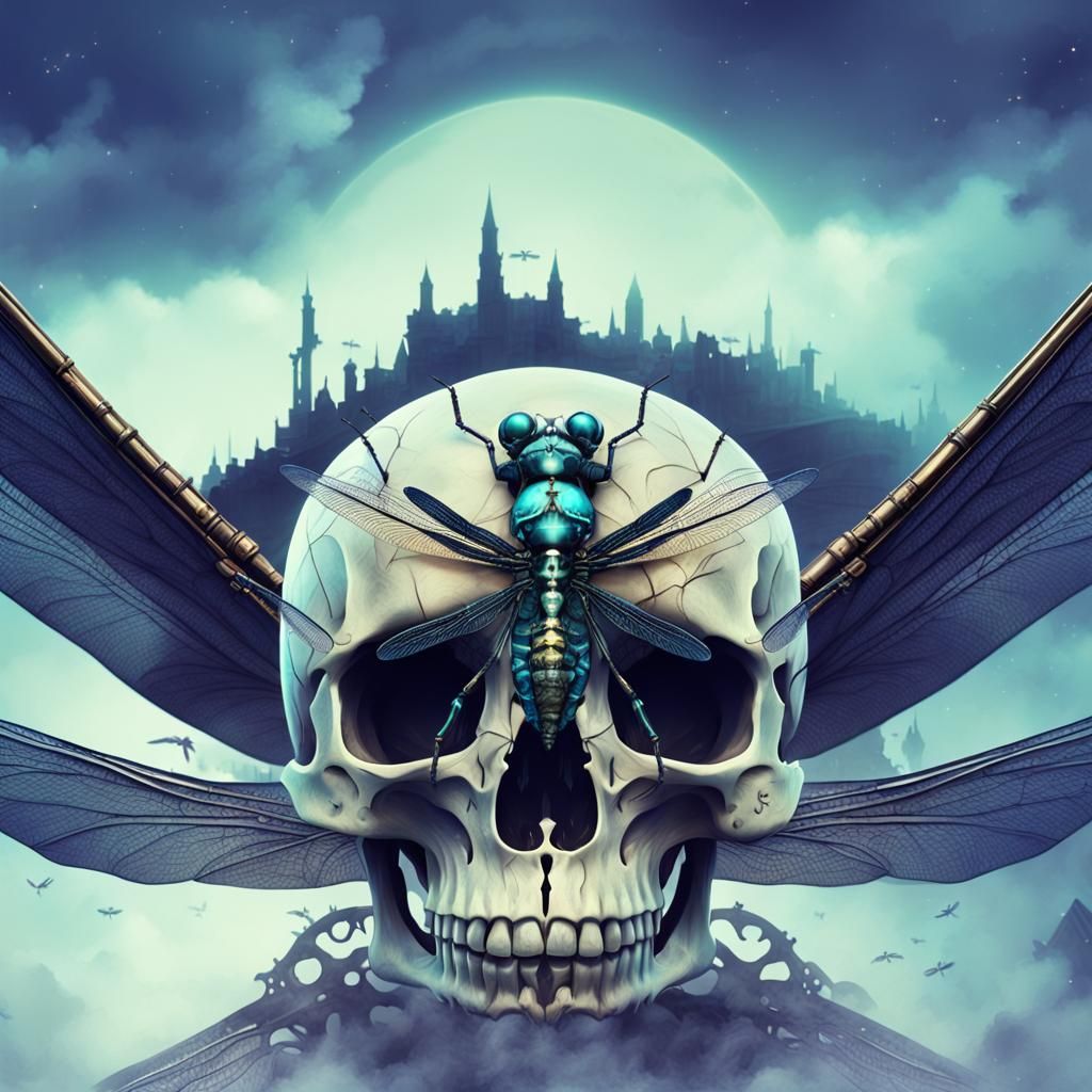 This symbol is a dragonfly combined with a skull.  It is qui...