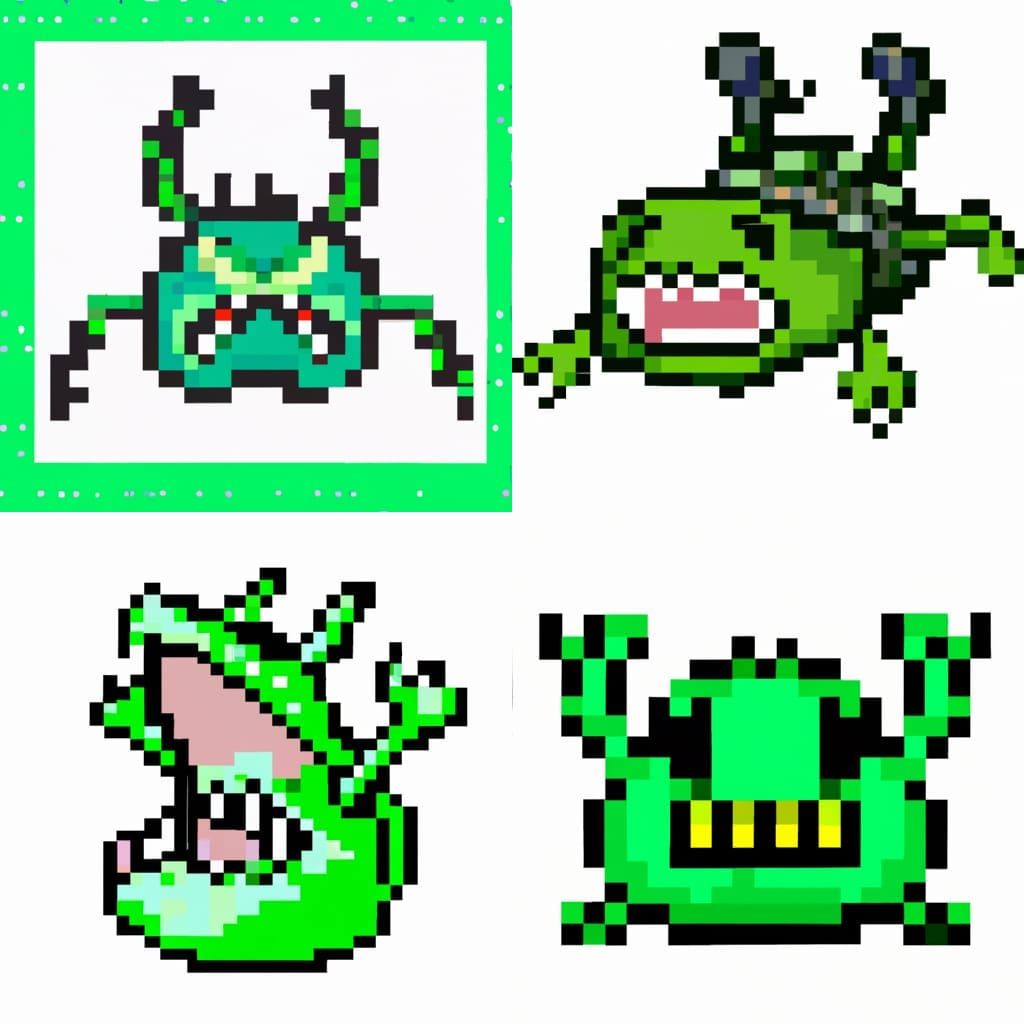 green monster in a net, 128 x 128, pixel art - AI Generated Artwork ...