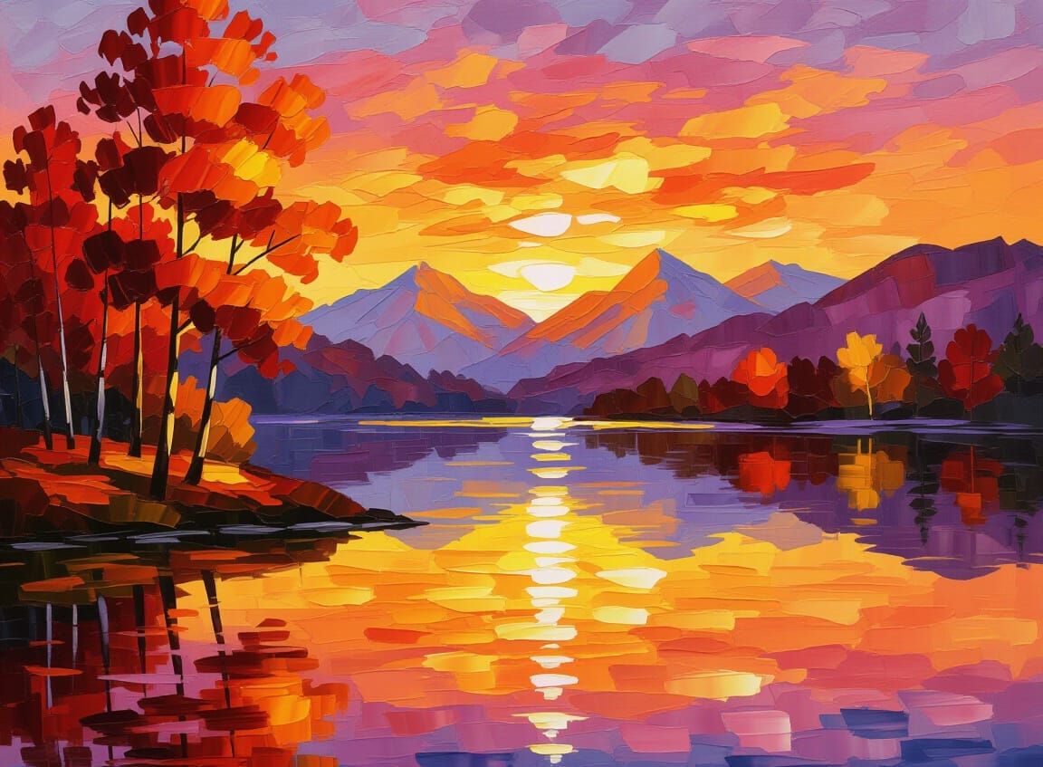  vibrant autumn landscape at sunset