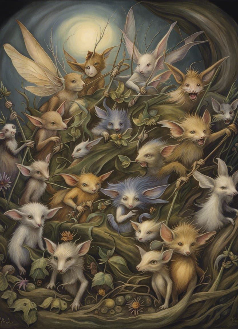 Several Species of Small Furry Animals Gathered Together in a Cave and