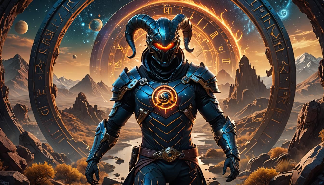 Scorpio Human Form with Astrological Wheel