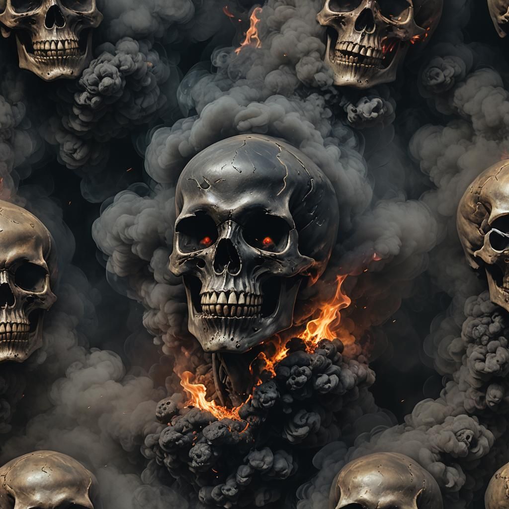 Ominous Black Skull in Dark Fantasy Gothic Style