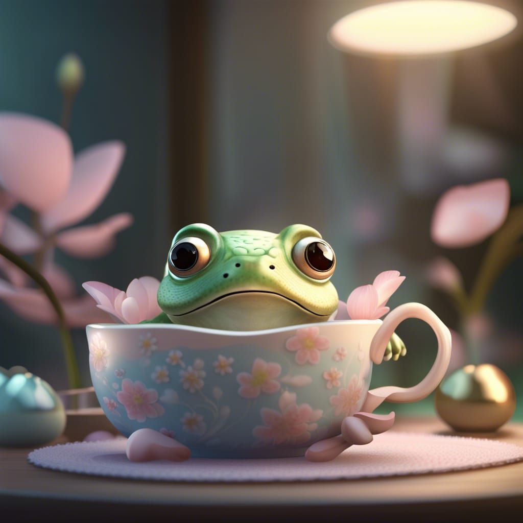 Frog in Teacup - AI Generated Artwork - NightCafe Creator