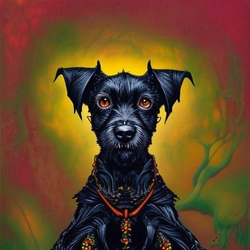 Dorthy IS Toto the black terrier dog by Tim Burton by artist 