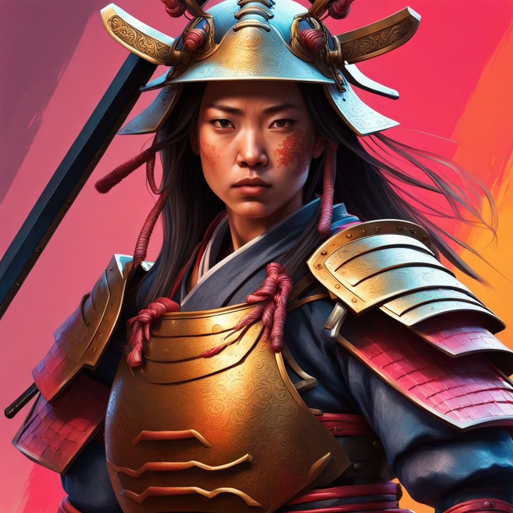 Female samurai in full armor