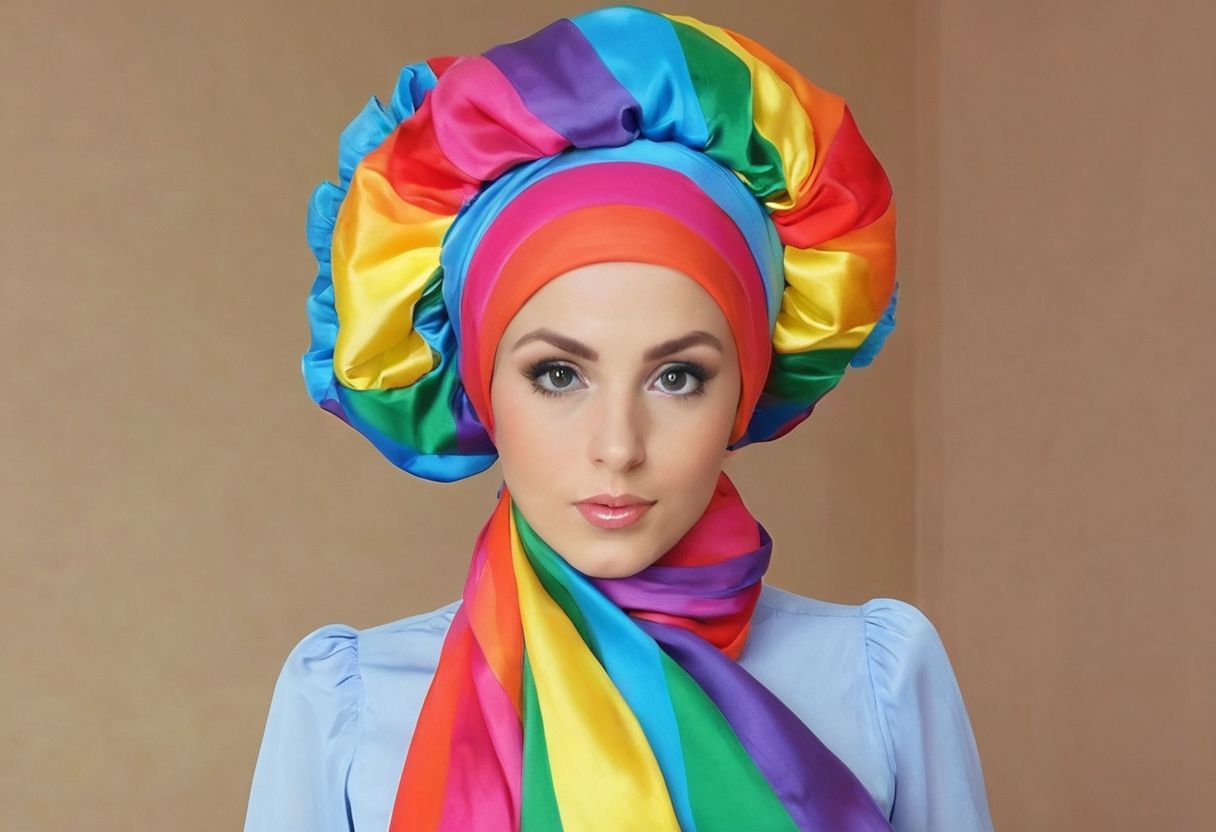 #headscarf #scarf #satin #dress #tacky #sissy #puffy #rainbow #chiffon #long #poofy #bouffant #big hair
