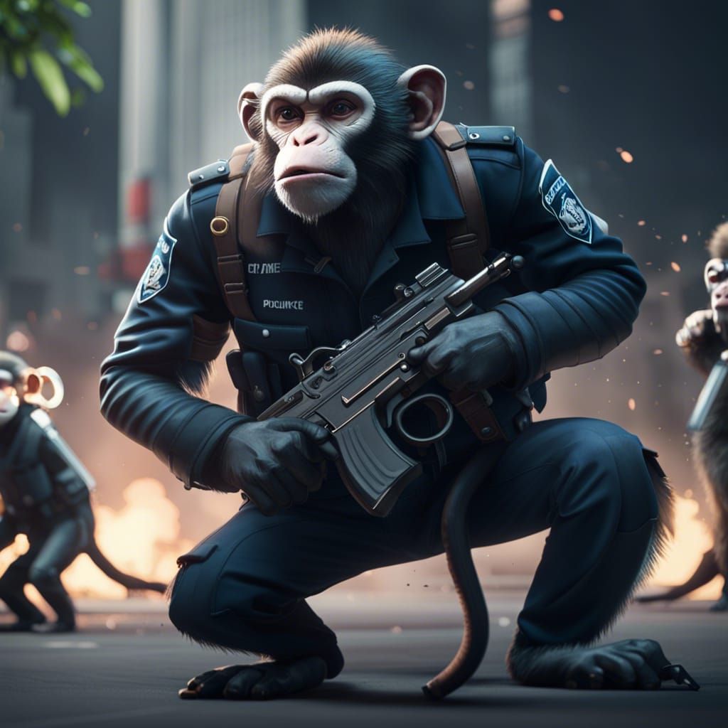 the police were attacked by a group of monkeys, a revolution...