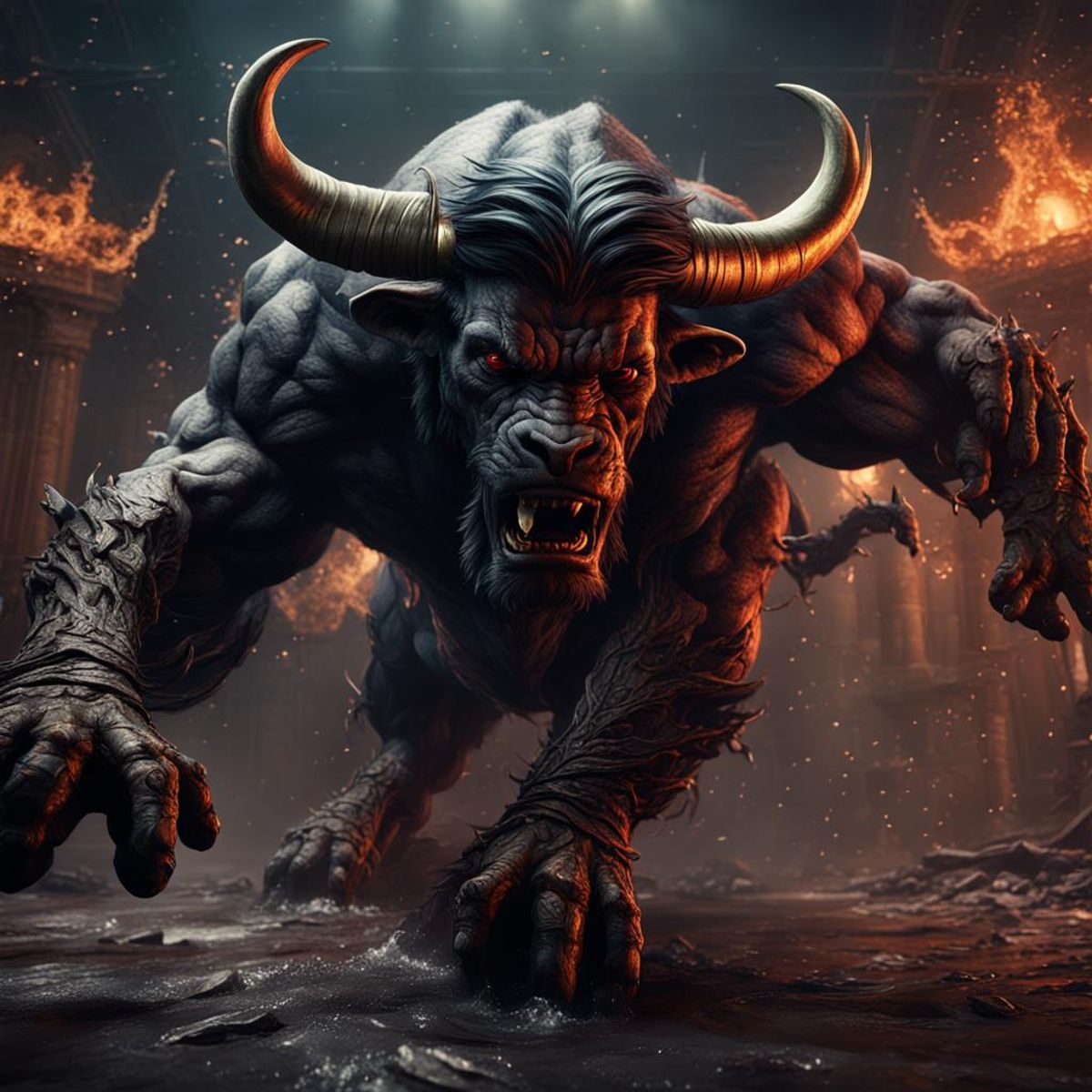 Raging minotaur - AI Generated Artwork - NightCafe Creator