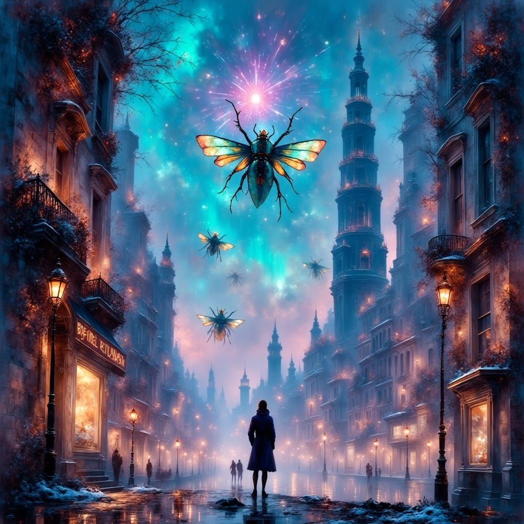 <lora:EtherealVisionsFlux:1.0> A breathtaking cityscape at twilight, where the buildings are sculpted from solidified light and shimmering a...