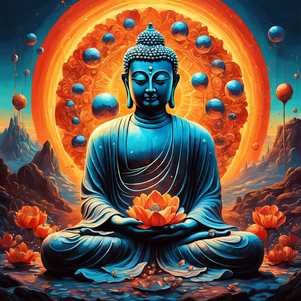 Buddha in a Dreamlike Surrealist Paradise