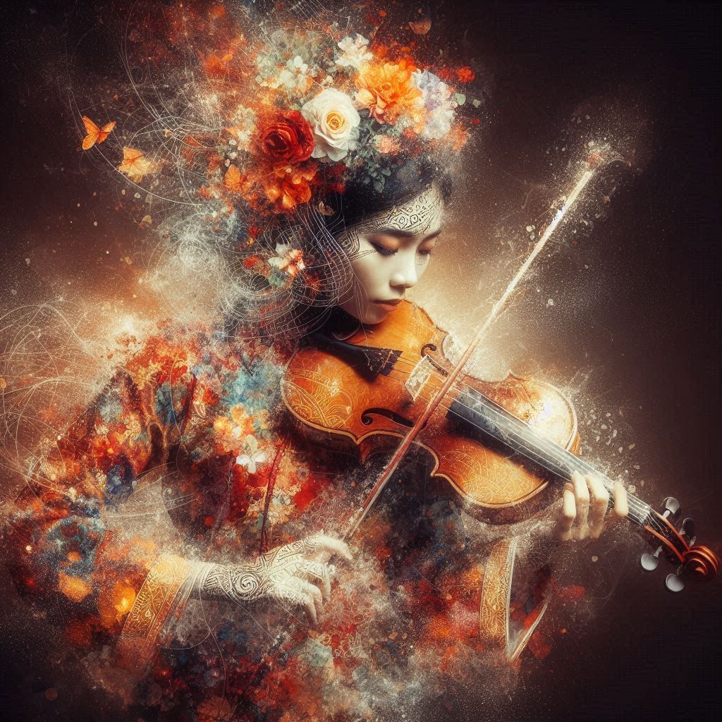 double exposure beautiful fantasy DALL-E 3 portrait landscape..