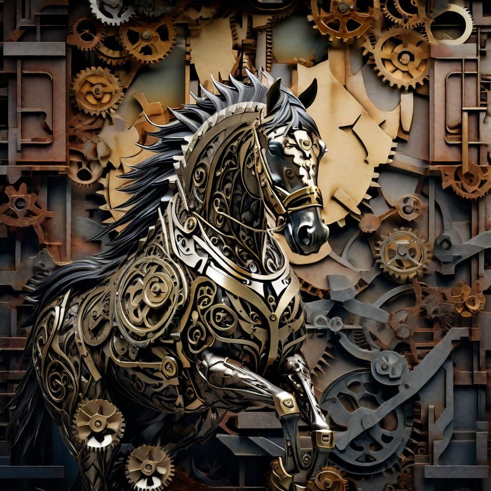 Horse made out of gears