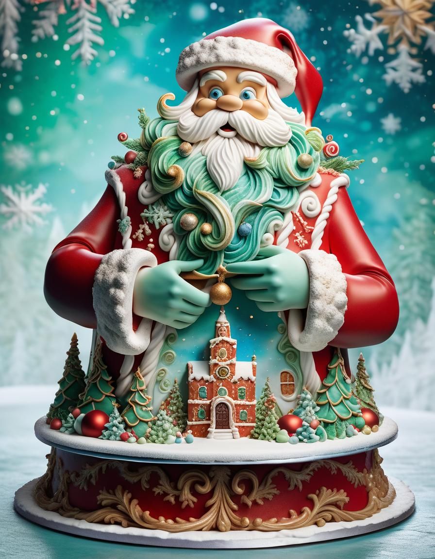 Santa's cake  by @Ai-zombie