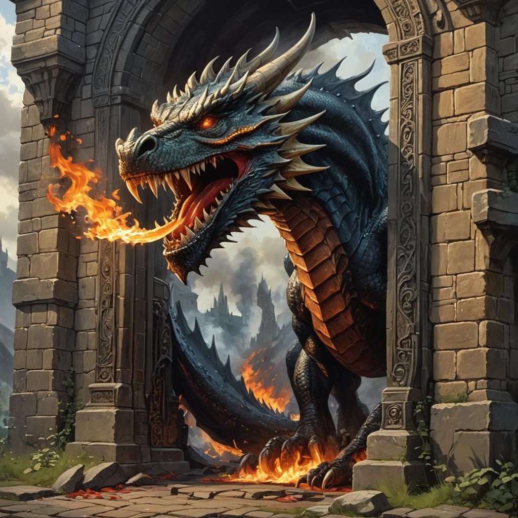 a dragon spewing flames 1