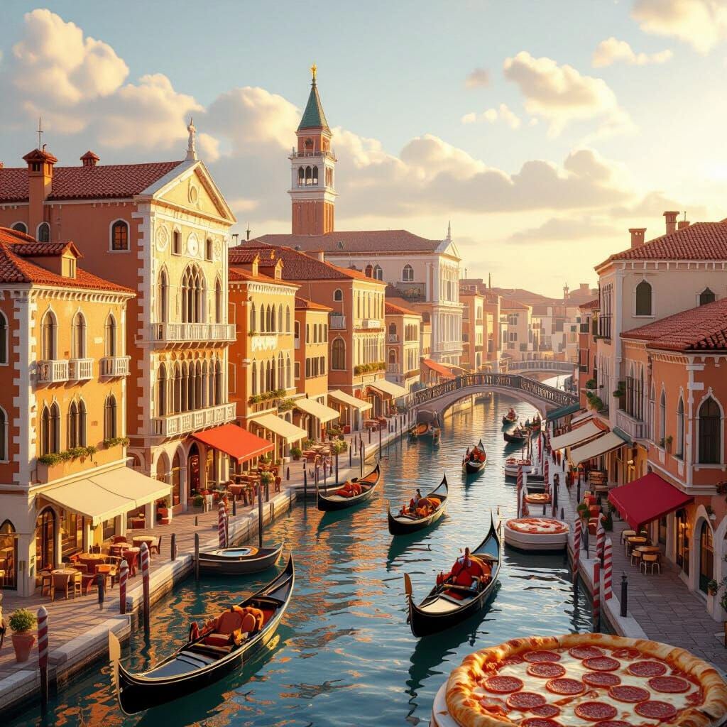 Venice Made of Pizza: A Delicious 3D Culinary Landscape