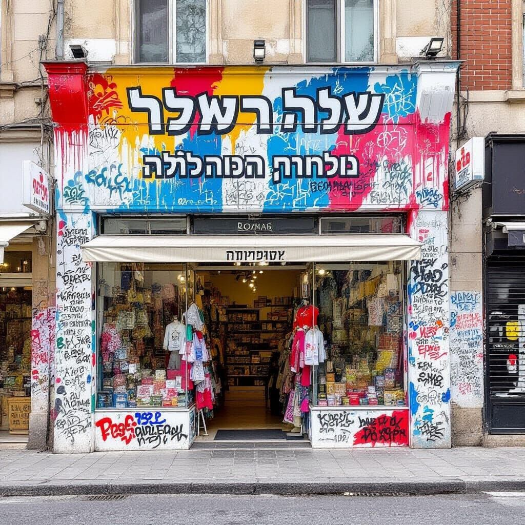Motorcycle Shop with Cool Graffiti Wall