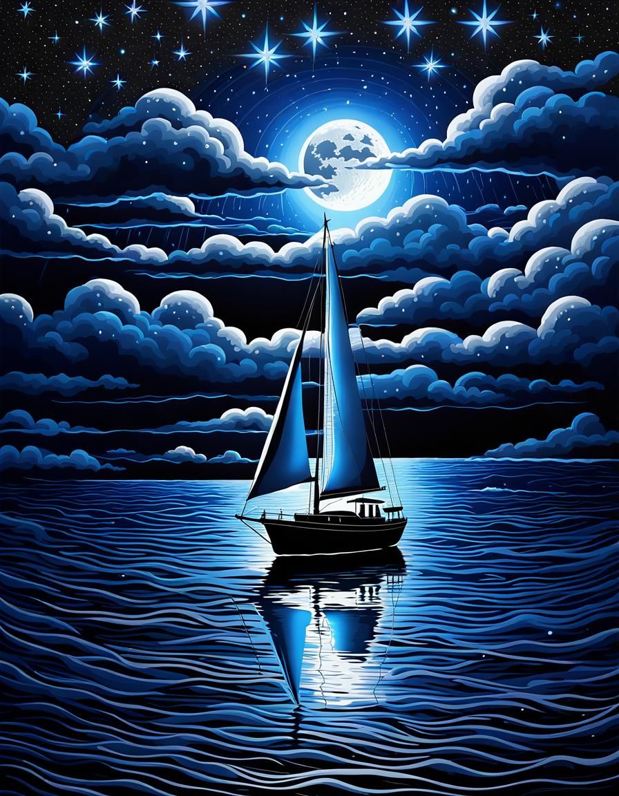 A Sailboat In the Moonlight III  by @Jikan