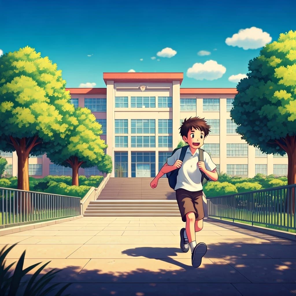 Boy Escapes School, Whimsical Animated Style